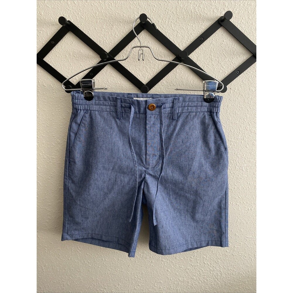 Wills Wrinkle-Free Linen HUCKBERRY Drawstring Pull On French Blue Short Size 28